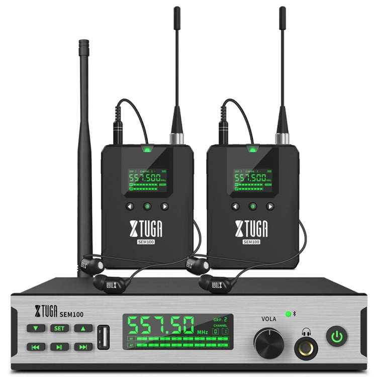 XTUGA SEM100 Sistema di monitoraggio auricolare wireless professionale, 1 BodyPacks, 2 BodyPacks