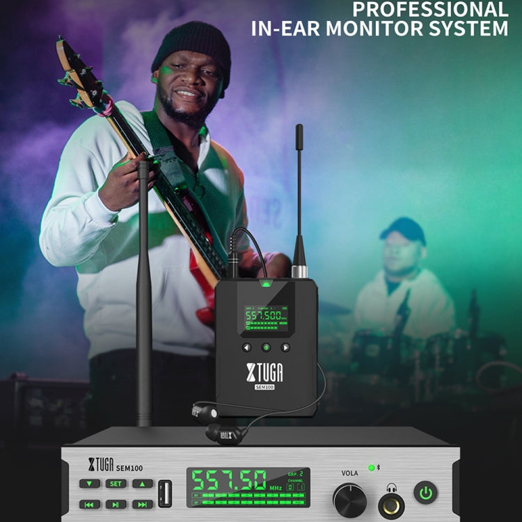 XTUGA SEM100 Sistema di monitoraggio auricolare wireless professionale, 1 BodyPacks, 2 BodyPacks