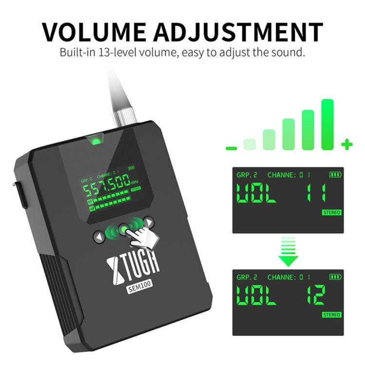 XTUGA SEM100 Sistema di monitoraggio auricolare wireless professionale, 1 BodyPacks, 2 BodyPacks