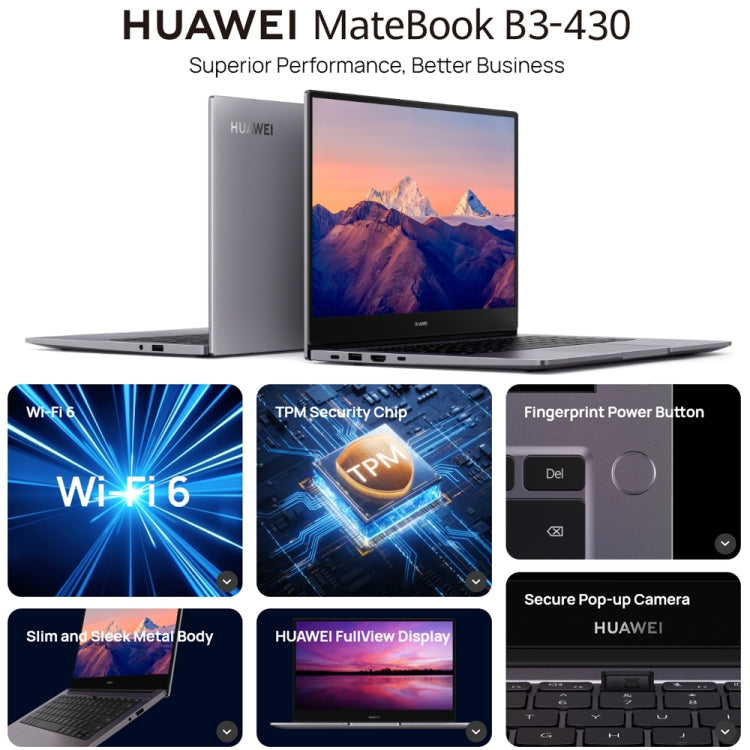 Laptop HUAWEI MateBook B3-430, versione cinese Home Windows 11 da 14 pollici, grafica integrata Intel Core i7-1260P di 12a generazione, i7-1260P 16GB+512GB