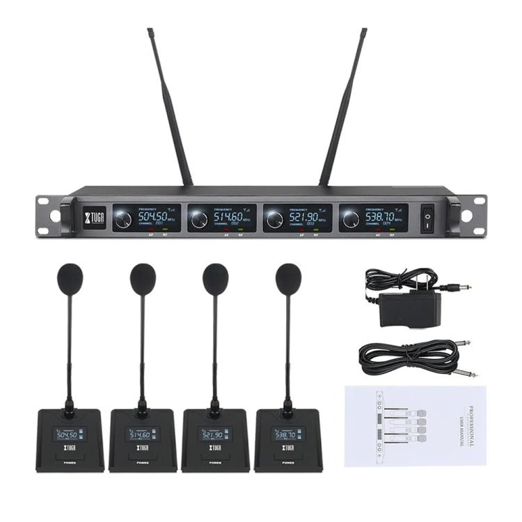 XTUGA A140-C Sistema microfonico wireless UHF a 4 canali Quattro microfoni per conferenza, A140-C