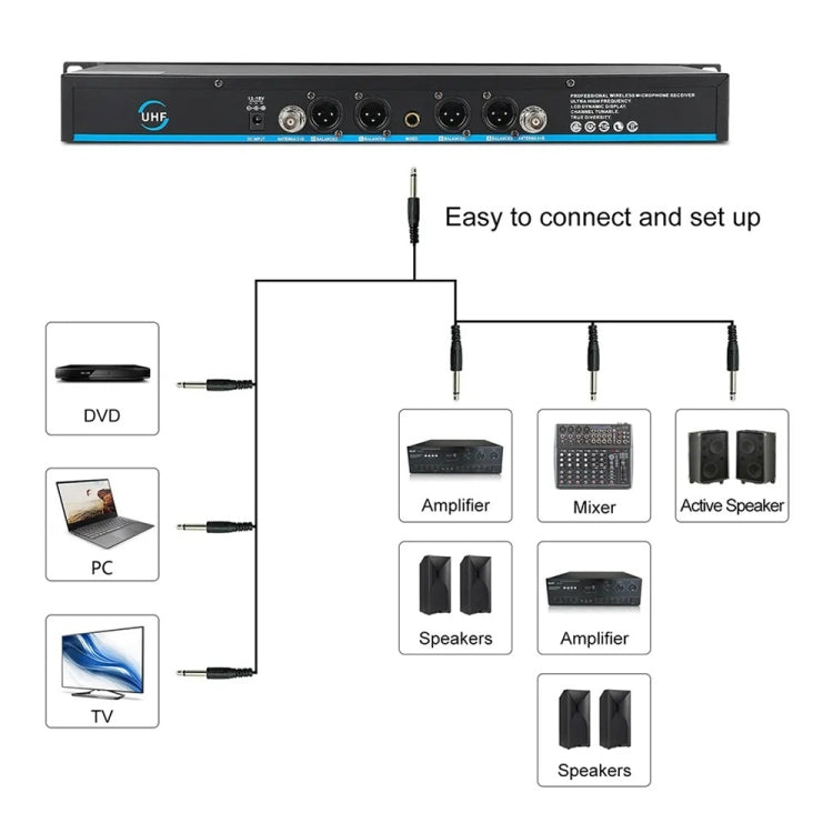 XTUGA A140-C Sistema microfonico wireless UHF a 4 canali Quattro microfoni per conferenza, A140-C