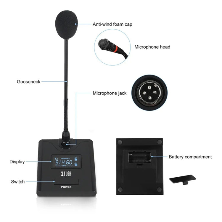 XTUGA A140-C Sistema microfonico wireless UHF a 4 canali Quattro microfoni per conferenza, A140-C