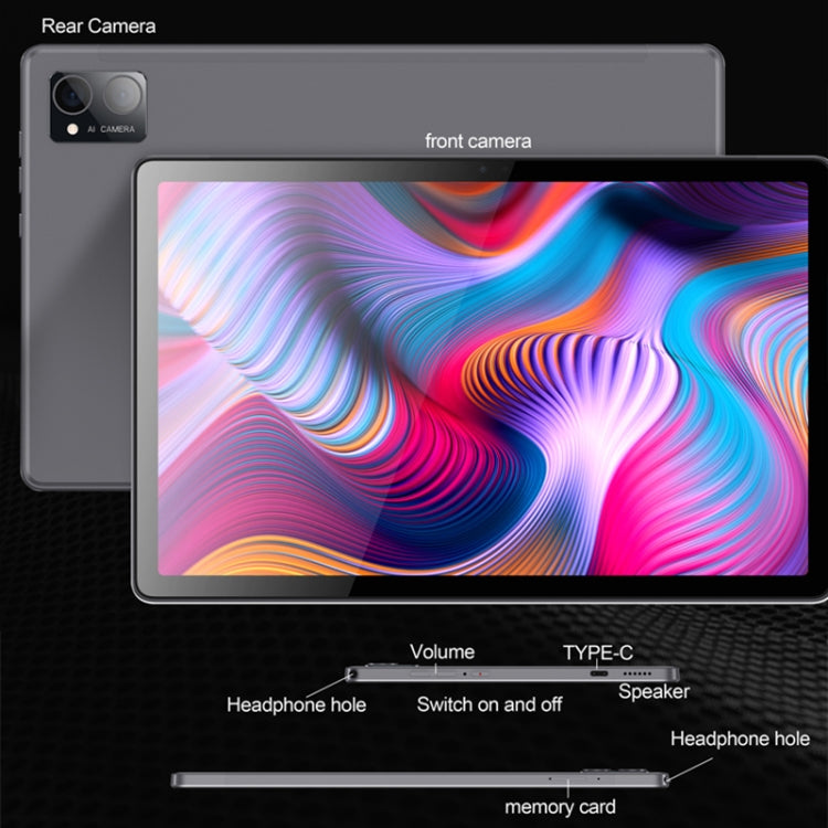 Tablet PC BDF P60 4G LTE da 10,1 pollici, Android 11 MTK6755 Octa Core, supporto Dual SIM, spina europea, 8GB+128GB