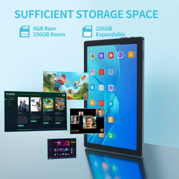 Tablet PC BDF P70 4G LTE da 10,1 pollici, Android 12 MTK6762 Octa Core, supporto Dual SIM, spina europea, 8GB+256GB