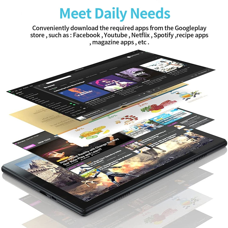 Tablet PC BDF P70 4G LTE da 10,1 pollici, Android 12 MTK6762 Octa Core, supporto Dual SIM, spina europea, 8GB+256GB