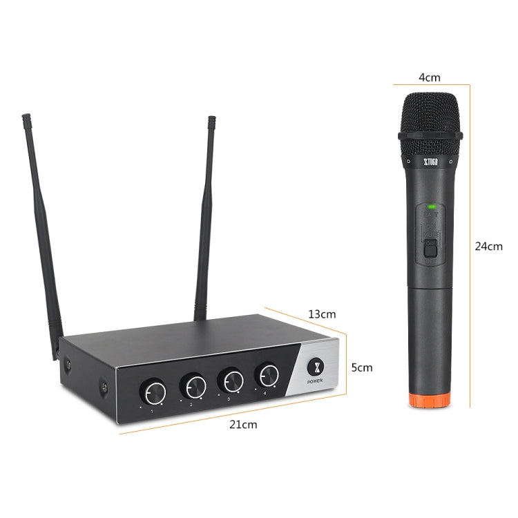 XTUGA S400 Sistema microfonico wireless UHF professionale a 4 canali con 4 microfoni palmari, US Plug, EU Plug, AU Plug, UK Plug