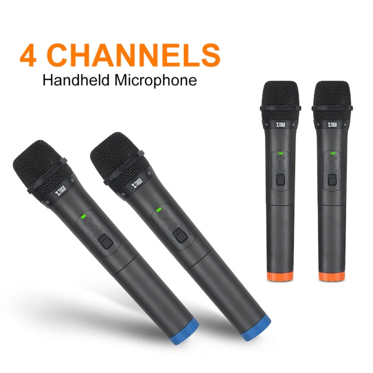 XTUGA S400 Sistema microfonico wireless UHF professionale a 4 canali con 4 microfoni palmari, US Plug, EU Plug, AU Plug, UK Plug