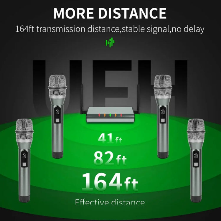 XTUGA U-F4600 Sistema microfonico wireless UHF professionale a 4 canali con 4 microfoni palmari, US Plug, EU Plug, AU Plug, UK Plug