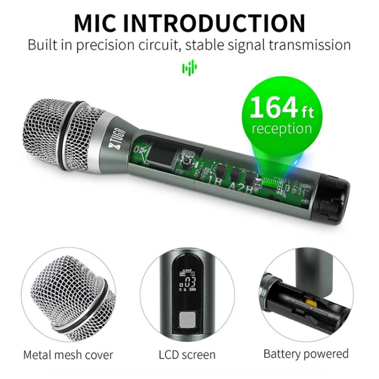 XTUGA U-F4600 Sistema microfonico wireless UHF professionale a 4 canali con 4 microfoni palmari, US Plug, EU Plug, AU Plug, UK Plug