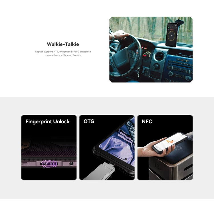 IIIF150 Raptor, doppia fotocamera posteriore, 12 GB + 256 GB, identificazione delle impronte digitali, 6,8 pollici Android 13.0 MediaTek Helio G99 MT6789 Octa Core, NFC, OTG, rete: 4G, Raptor