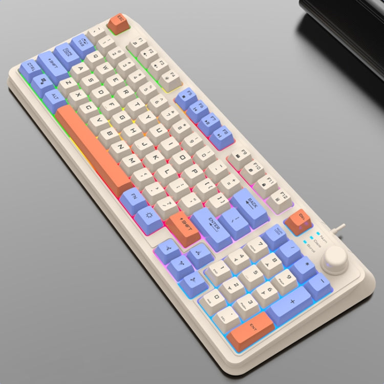 XUNFOX K82 Tastiera da gioco cablata USB a tre colori a 94 tasti con illuminazione nera