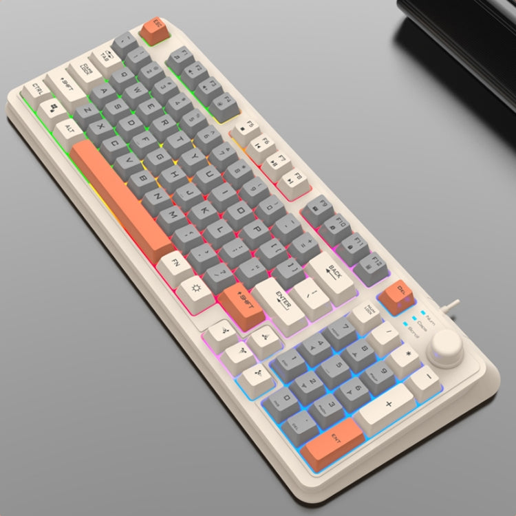 XUNFOX K82 Tastiera da gioco cablata USB a tre colori a 94 tasti con illuminazione nera