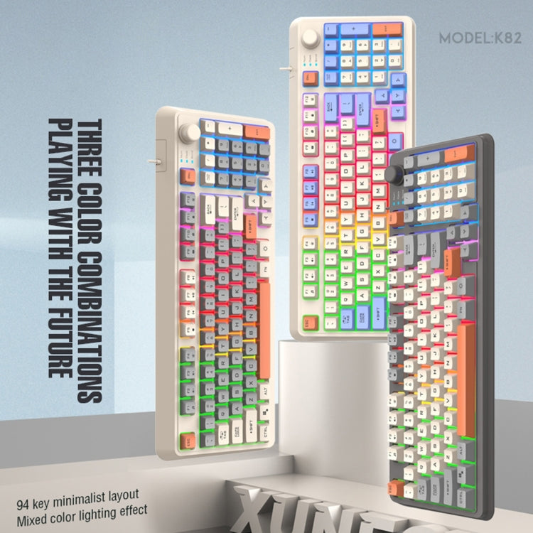 XUNFOX K82 Tastiera da gioco cablata USB a tre colori a 94 tasti con illuminazione nera