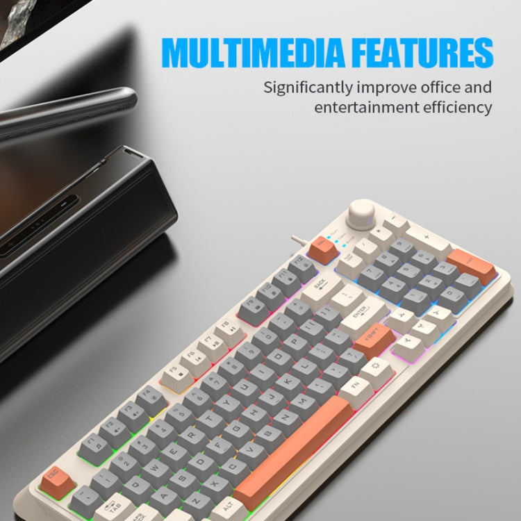 XUNFOX K82 Tastiera da gioco cablata USB a tre colori a 94 tasti con illuminazione nera