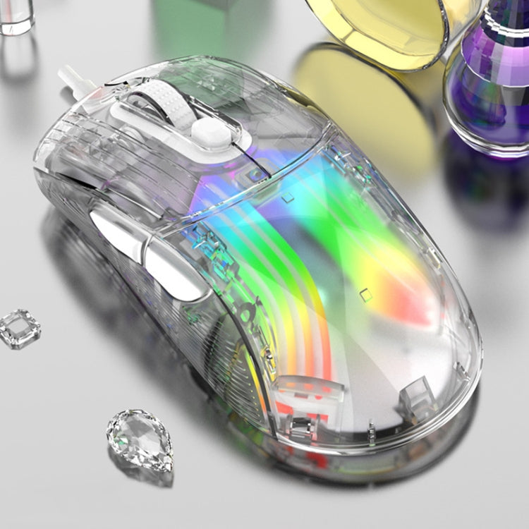 XUNFOX XYH20RGB Mouse da gioco cablato con luce RGB trasparente da 2400 DPI, Wired