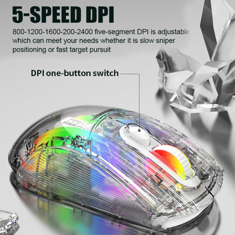 XUNFOX XYH20RGB Mouse da gioco cablato con luce RGB trasparente da 2400 DPI, Wired