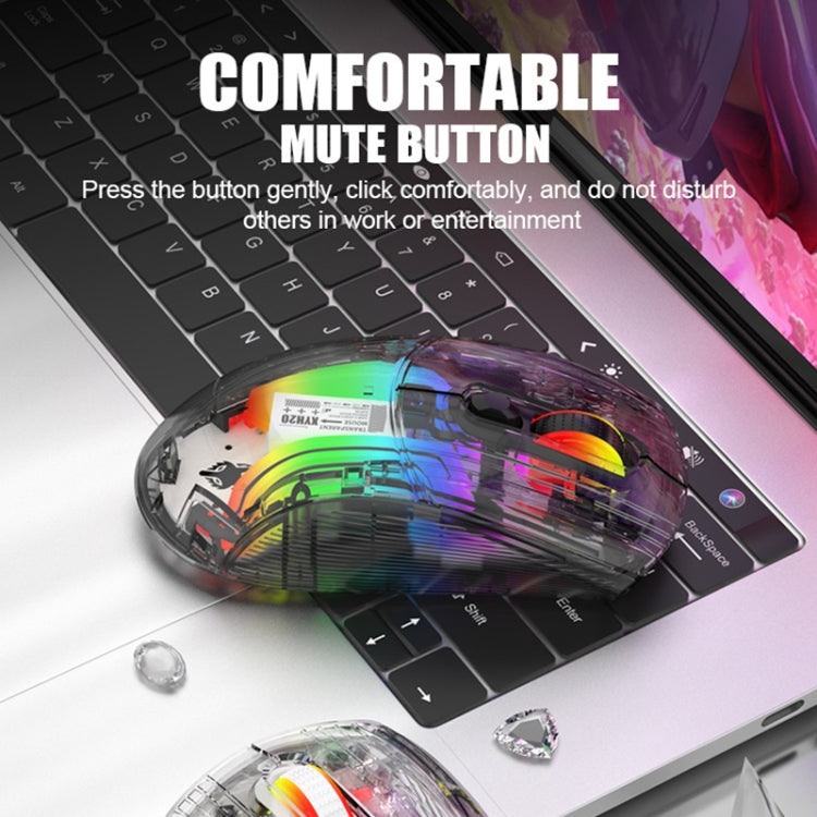 XUNFOX XYH20RGB 2.4G + BT + mouse da gioco cablato trasparente 2400 DPI RGB leggero, 2.4G + BT + Wired