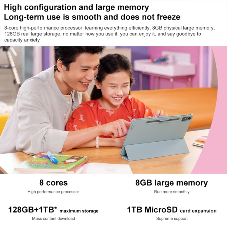 Lenovo Pad K12 WiFi Learning Tablet, schermo di protezione degli occhi simile alla carta da 12,7 pollici, Android 13, Qualcomm Snapdragon 870 Octa Core, Pad K12 12.7 inch