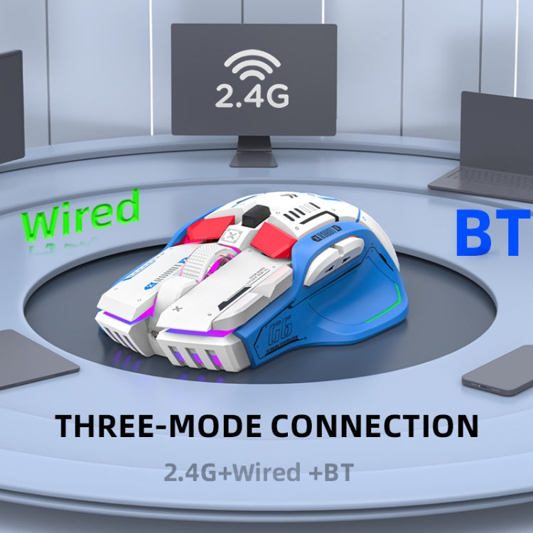 Mouse da gioco wireless HXSJ G6 10 tasti RGB 12800 DPI Tri-mode