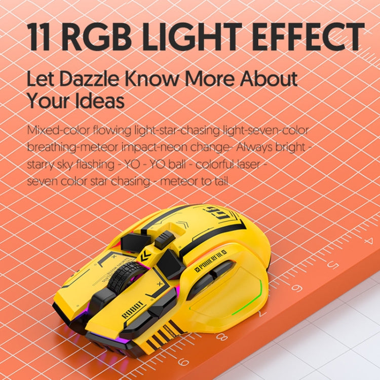 Mouse da gioco wireless HXSJ G6 10 tasti RGB 12800 DPI Tri-mode