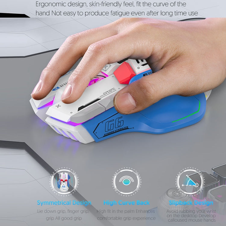 Mouse da gioco wireless HXSJ G6 10 tasti RGB 12800 DPI Tri-mode