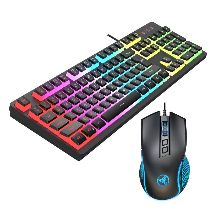 HXSJ L200+X100 set tastiera e mouse retroilluminati RGB cablati 104 copritasti Pudding + mouse 3600 DPI, L200+X100