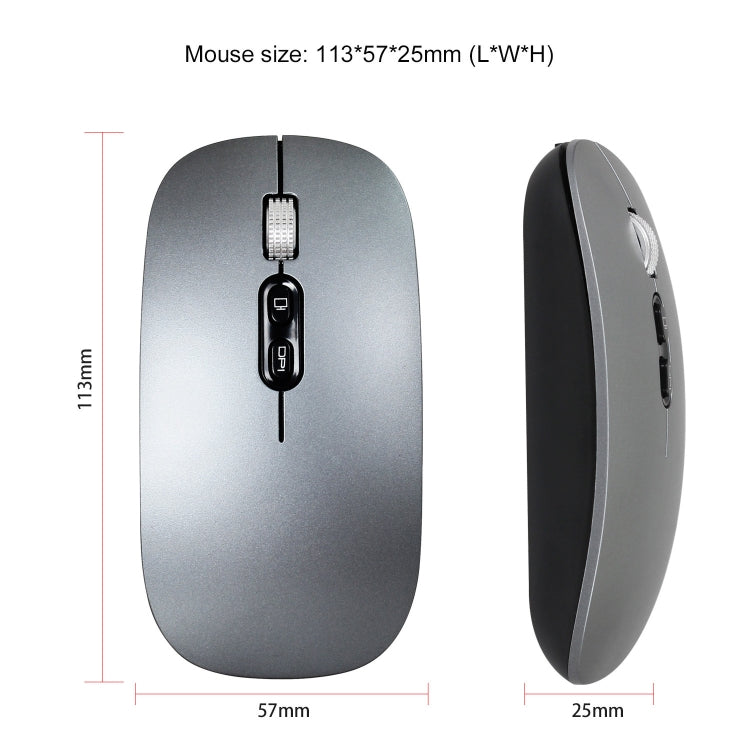 HXSJ M103 1600 DPI UV Dual Mode 2,4 GHz + Bluetooth 5.1 Mouse ricaricabile wireless, Dual Mode UV Black