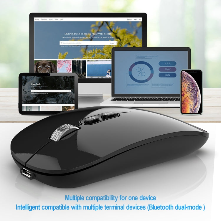 HXSJ M103 1600 DPI Dual Mode 2,4 GHz + Bluetooth 5.1 Mouse ricaricabile wireless, Dual Mode Grey, Dual Mode Silver