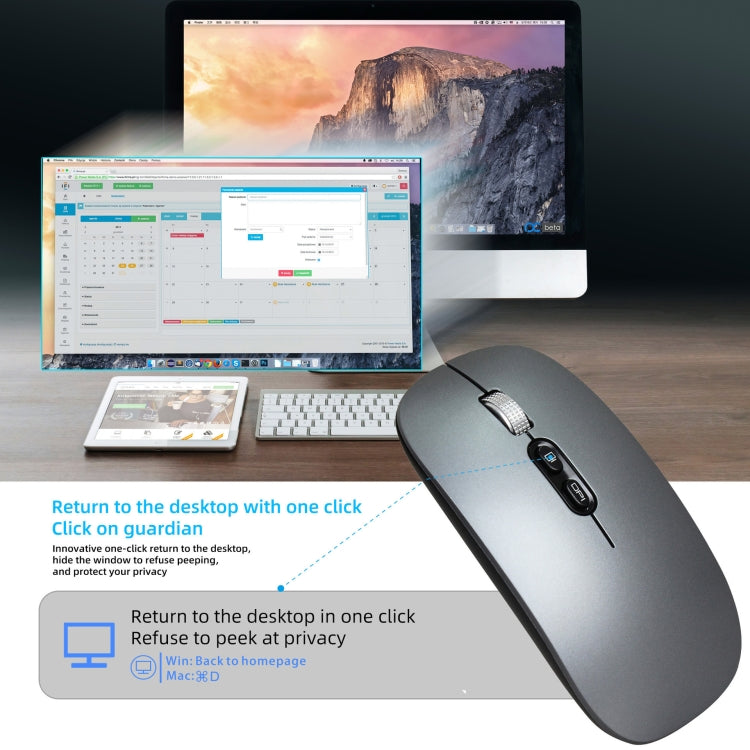 Mouse ricaricabile wireless HXSJ M103 1600 DPI 2,4 GHz, 2.4GHz Grey, 2.4GHz Silver