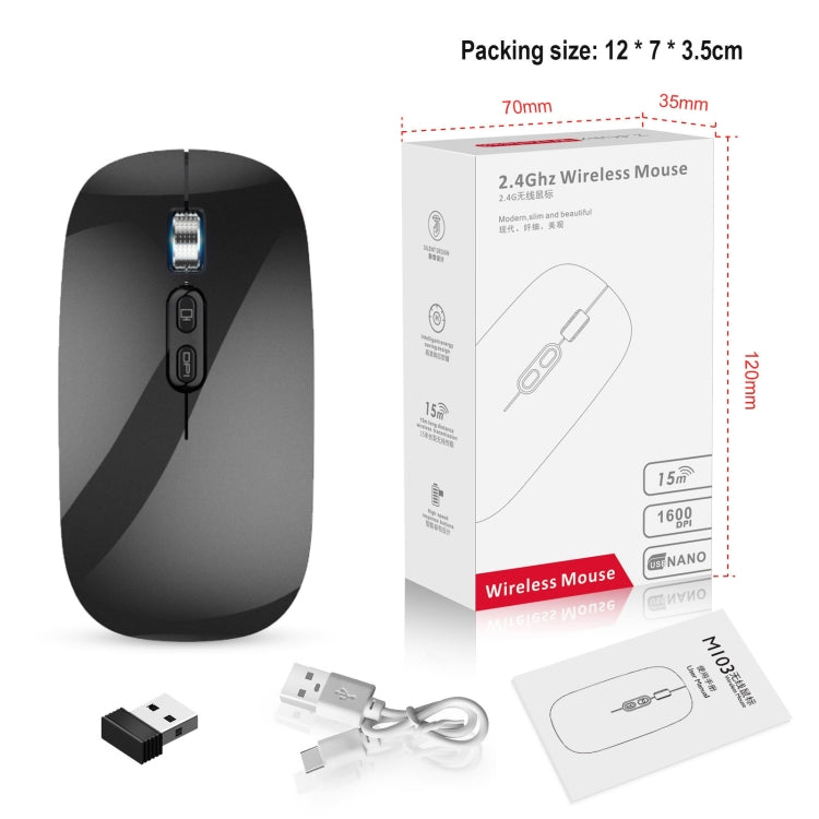 Mouse ricaricabile wireless HXSJ M103 1600 DPI UV 2,4 GHz, UV 2.4GHz Black