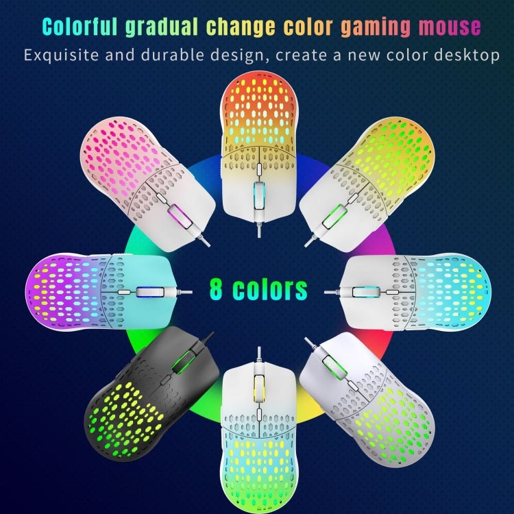 HXSJ S500 3600 DPI Mouse cablato luminoso colorato, lunghezza cavo: 1,5 m