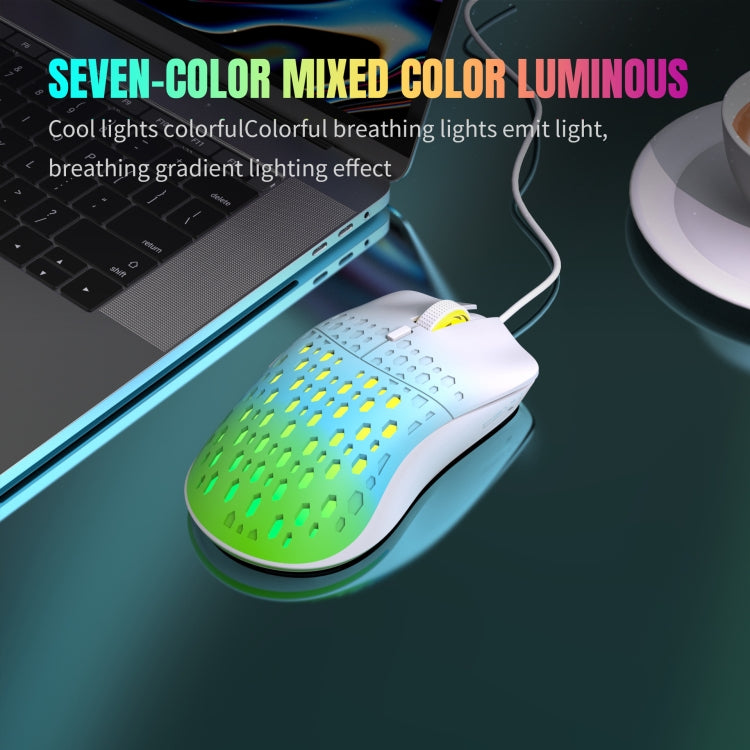 HXSJ S500 3600 DPI Mouse cablato luminoso colorato, lunghezza cavo: 1,5 m