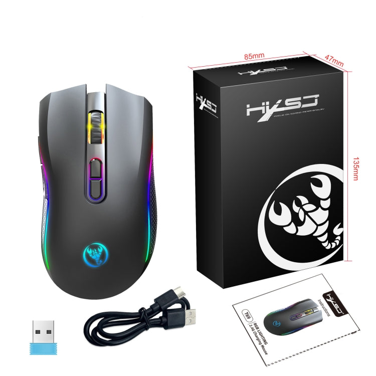 Mouse wireless HXSJ T69 4800 DPI RGB 2,4 GHz, T69