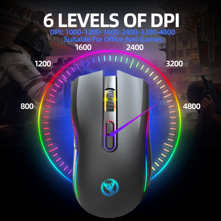 Mouse wireless HXSJ T69 4800 DPI RGB 2,4 GHz, T69