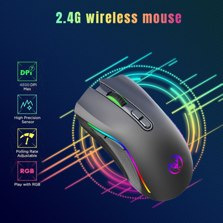 Mouse wireless HXSJ T69 4800 DPI RGB 2,4 GHz, T69