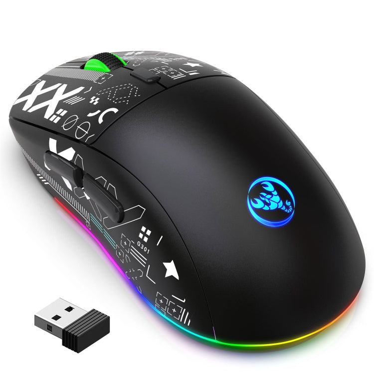 Mouse da gioco wireless a tre modalità con luce RGB HXSJ T90, T90