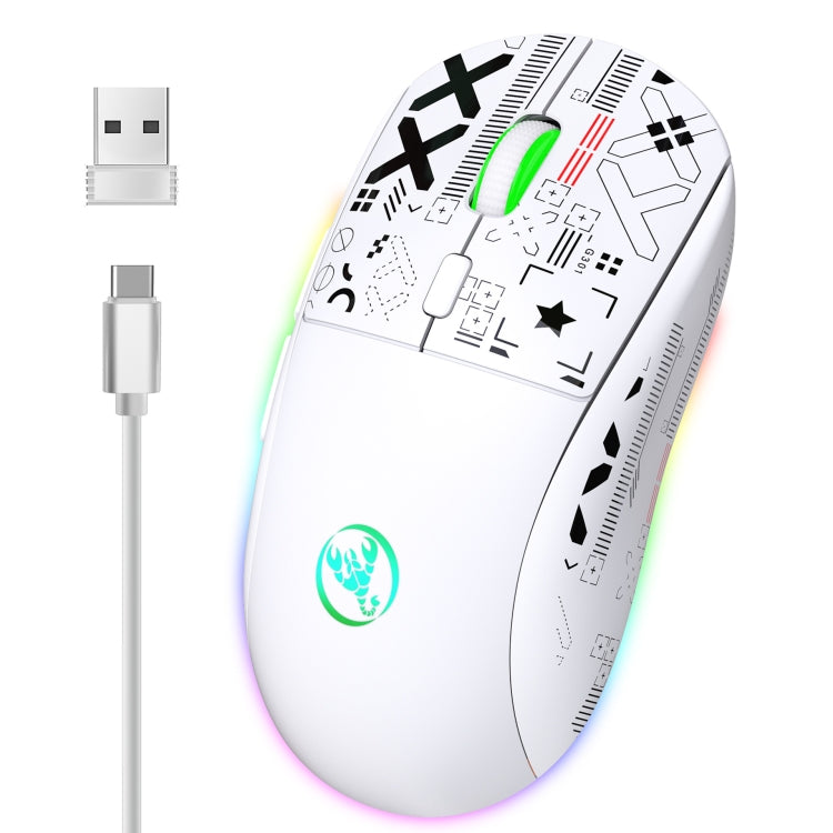 Mouse da gioco wireless a tre modalità con luce RGB HXSJ T90, T90