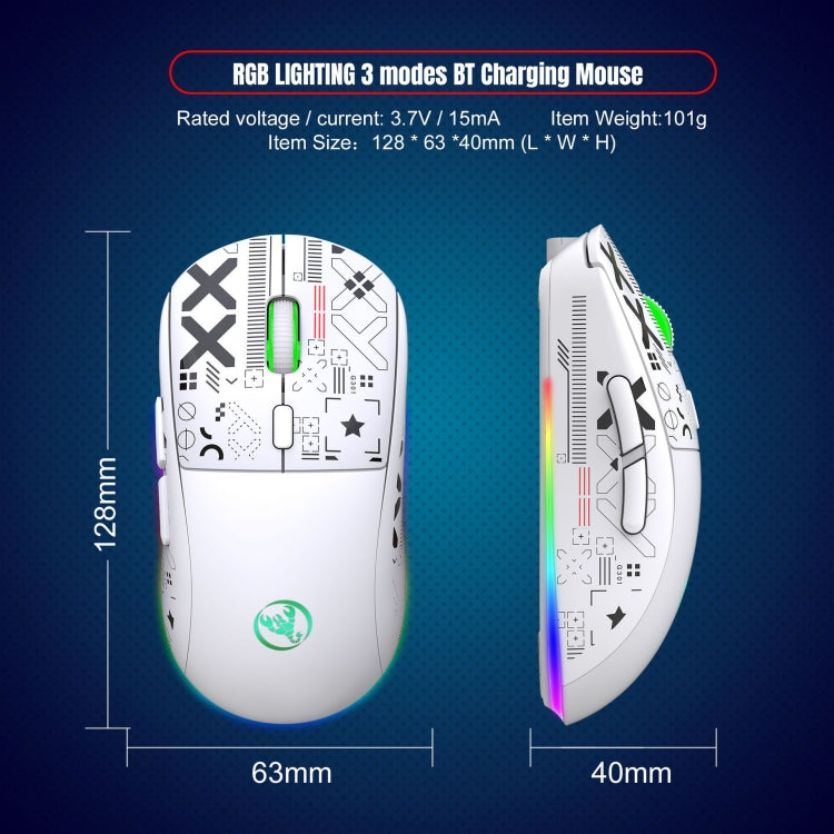 Mouse da gioco wireless a tre modalità con luce RGB HXSJ T90, T90
