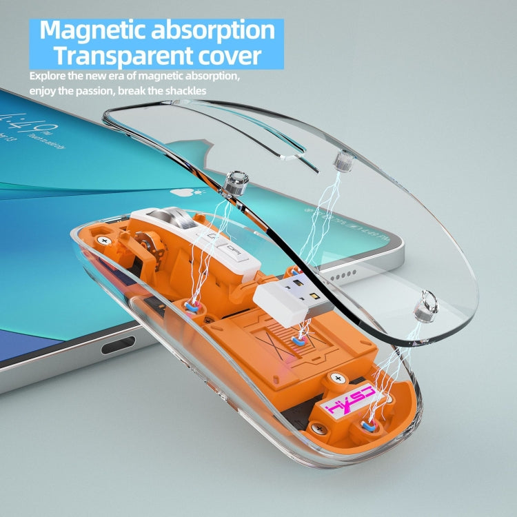 Mouse da gioco wireless a tre modalità con magnete trasparente HXSJ T900