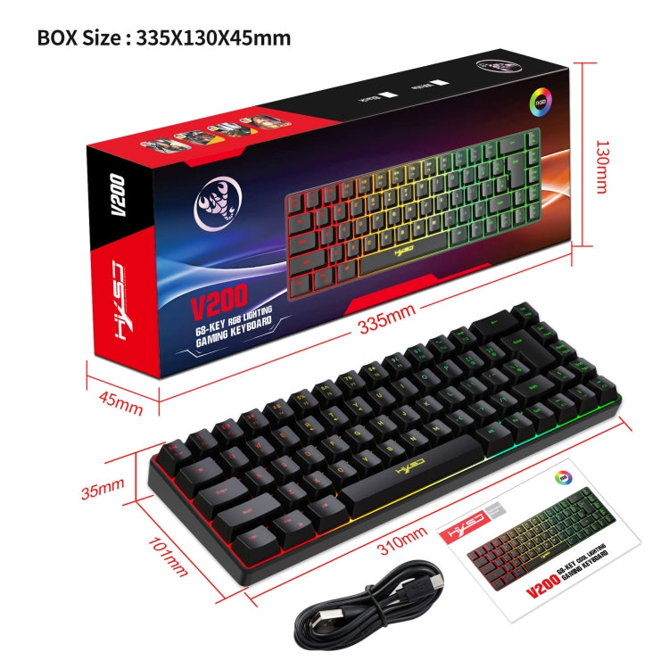 HXSJ V200 Tastiera meccanica retroilluminata RGB cablata 68 copritasti, lunghezza cavo: 1,7 m