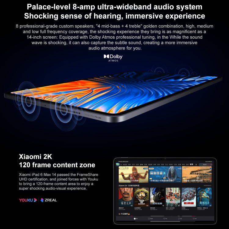 Xiaomi Pad 6 Max 14 pollici, sistema operativo MIUI 14 Qualcomm Snapdragon 8+ 4nm Octa Core, batteria 10000mAh, 8GB+256GB, 12GB+256GB, 12GB+512GB, 16GB+1TB