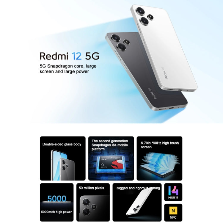 Xiaomi Redmi 12 5G, 6,79 pollici MIUI 14 Qualcomm Snapdragon 4 Gen2 Octa Core fino a 2,2GHz, Rete: 5G, 6GB+128GB, 8GB+128GB, 8GB+256GB