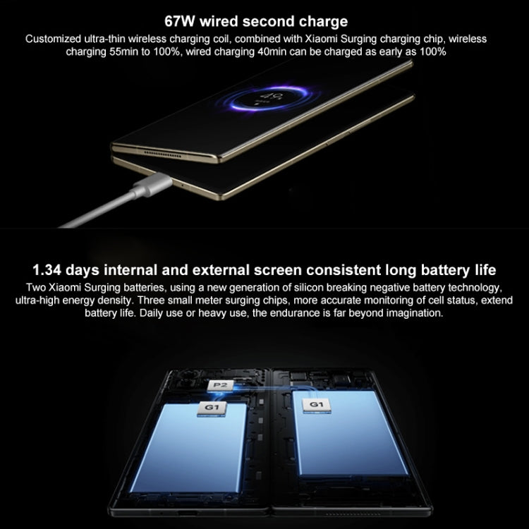 Xiaomi MIX Fold 3 5G, 8,03 pollici + 6,56 pollici MIUI Fold Qualcomm Snapdragon 8 Gen2 Octa Core fino a 3,36GHz, NFC, Rete: 5G, 12GB+256GB, 16GB+512GB