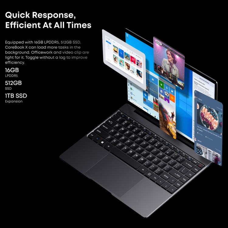 Laptop CHUWI CoreBook X da 14 pollici, Windows 11 Intel Core i3-1215U Hexa Core di dodicesima generazione, i3-1215U 16GB+512GB