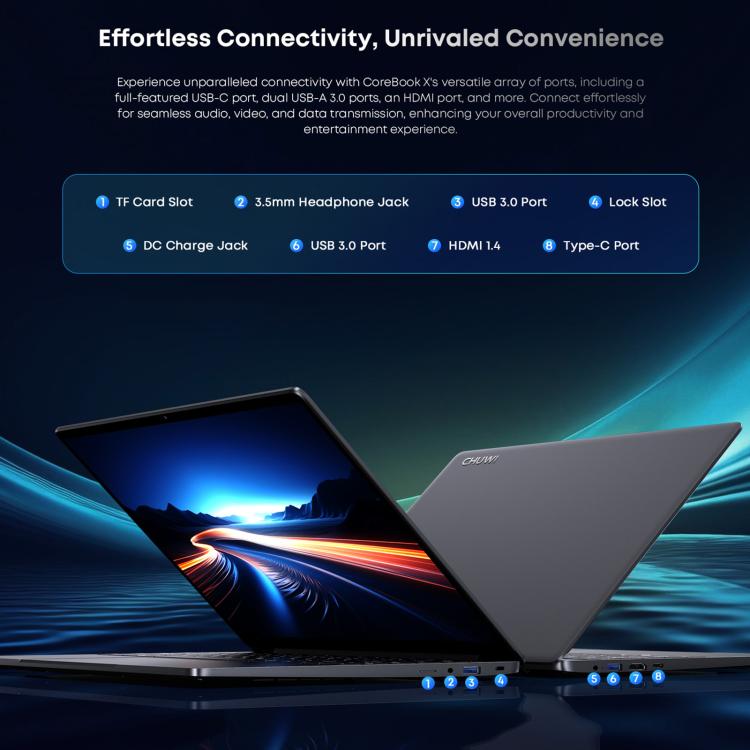 Laptop CHUWI CoreBook X da 14 pollici, Windows 11 Intel Core di dodicesima generazione i5-1235U Deca Core, i5-1235U 16GB+512GB
