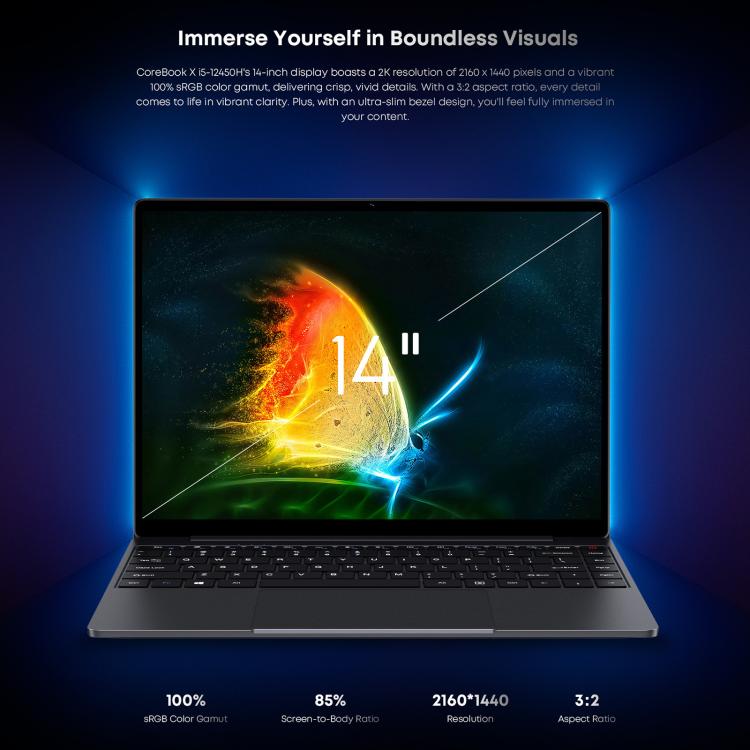 Laptop CHUWI CoreBook X da 14 pollici, Windows 11 Intel Core di dodicesima generazione i5-1235U Deca Core, i5-1235U 16GB+512GB