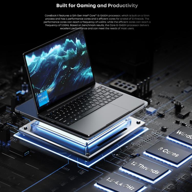 Laptop CHUWI CoreBook X da 14 pollici, Windows 11 Intel Core di dodicesima generazione i5-1235U Deca Core, i5-1235U 16GB+512GB