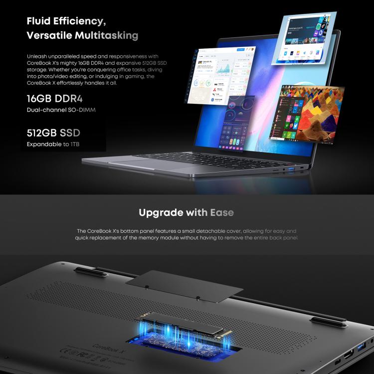 Laptop CHUWI CoreBook X da 14 pollici, Windows 11 Intel Core di dodicesima generazione i5-1235U Deca Core, i5-1235U 16GB+512GB