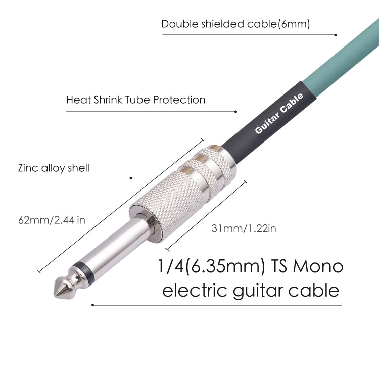 Cavo audio per chitarra elettrica mono maschio da 6,35 mm 3045GR, 1m, 1.8m, 3m, 5m, 10m